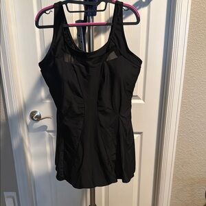 Chic Black Sleeveless Swimsuit Dress. Size XXL